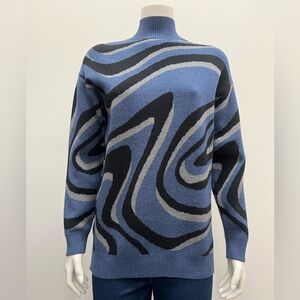 Blue and Black Swirl Pattern Sweater